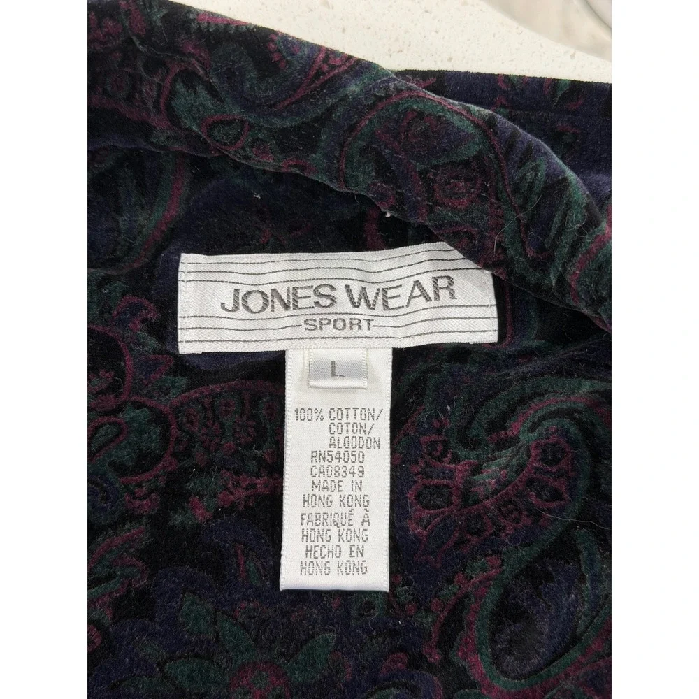 Vintage Paisley Velvet Jacket Women's Button Up Collar Blue Purple‎ Green M